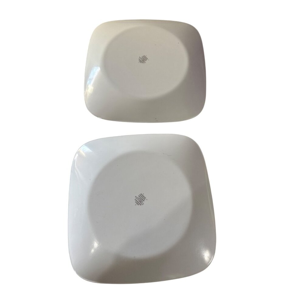 Corelle Vitrelle Set of 2 Bamboo Leaf Pattern 10.25” Square Dinner Plates - Picture 3 of 5